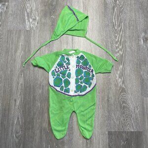 Dr. Denton Vintage One Piece Sleeper Pajamas Dinosaur Little Monster Size S 0-13